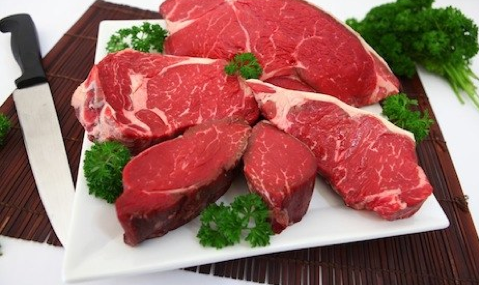 Presentation plate of organic beef cuts